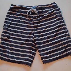 J. Crew waist 32 navy blue white stripe swim trunks